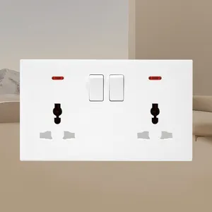 86mm*86mm Custom Hotel Durable Electric 220V 240V 250V Power Outlet Multi Plug Purpose Double Universal Wall Socket