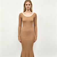 Robe pull longue en maille côtelée menthe de haute qualité pour femme, personnalisable OEM & ODM, vente en gros