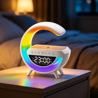 G-Typ Bluetooth 4-in-1 Lautsprecher, Wecker, Ladeleuchte, Kabelloses Ladegerät, Schreibtischlampe, Aufwachlampe, Lautsprecher