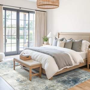 พรมปูพื้นลายนามธรรมทันสมัย ขนาด 8x10 ฟุต ซักได้ ไม่ลื่น นุ่ม สำหรับห้องนั่งเล่น ห้องนอนขนาดใหญ่ ตกแต่งบ้าน <span class=keywords><strong>สี</strong></span>ฟ้าเทา - Product Image 3