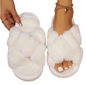 Pantofole Calde e <span class=keywords><strong>Pelose</strong></span> per Donne in Autunno e Inverno, Antiscivolo, con Suola Spessa per Uso Interno, Pantofole Morbide - Product Image 1