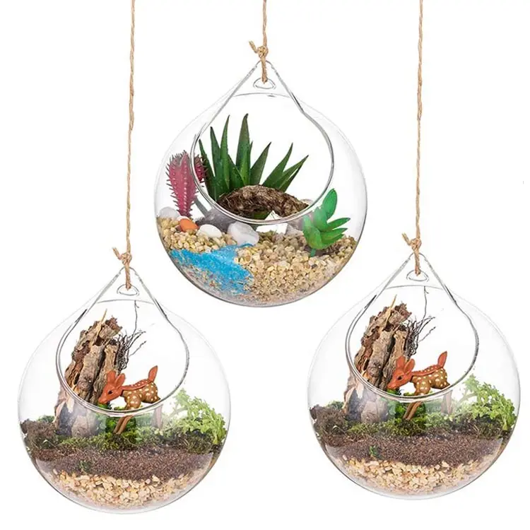 Hanging Planters Glass Terrariums Round Air Plants Wall Containers Succulents Glass Globe Orbs for Christmas Decoration Gift