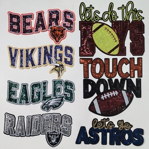 Nhà Máy Mới Trực Tiếp Bóng Bầu Dục Cảm Ứng Xuống <span class=keywords><strong>Sequin</strong></span> Thêu Hiệp Hội Biểu Tượng Các Bản Vá Lỗi Cho Quần Áo Cho Tùy Chỉnh Trang Phục Của Bạn - Product Image 3