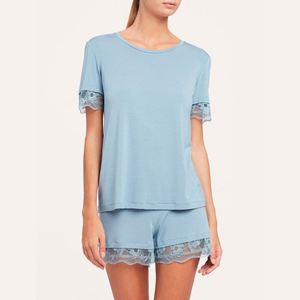 WanBao Nouvelle Arrivée Pyjamas Courts en Bleu Clair Modal Tricoté Femmes Pyjamas Ensemble pour Été Automne Printemps - Product Image 6