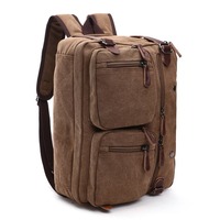 Sac à dos multifonctionnel en toile pour ordinateur portable avec fermeture éclair, grande capacité, résistant à l'usure, pour affaires, portable et à bandoulière