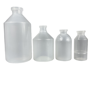 Botella de vacuna veterinaria de plástico PP de 30 ml, 50 ml, 100 ml con tapón de goma, superficie para serigrafía, para almacenamiento de medicamentos veterinarios - Product Image 1