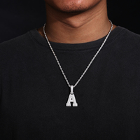 Vente en gros de boucles diamant Moissanite A-Z initiale pendentif en argent sterling 925 bijoux glacés pendentif lettre Hip Hop pour hommes