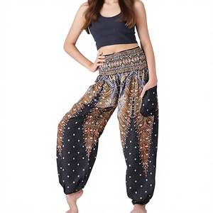 Pantalones Harem de Algodón 100% con Logotipo de Marca Personalizado OEM, Opción Multicolor, Ropa Boho para Yoga con Bolsillos y Puños Acanalados para Mujer - Product Image 3