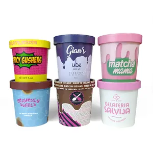 Coated Icecream Paper Cup Paper Ice Cream Cup Bowl a Series of Custom Logo Printed Double PE 4 Oz --32 Oz Craft Paper Food