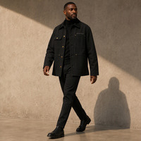 Veste de travail pour camionneur, coupe ample, boutons pression sur le devant, col bicolore, poche rivetée, toile rétro, logo brodé, fabrication sur mesure