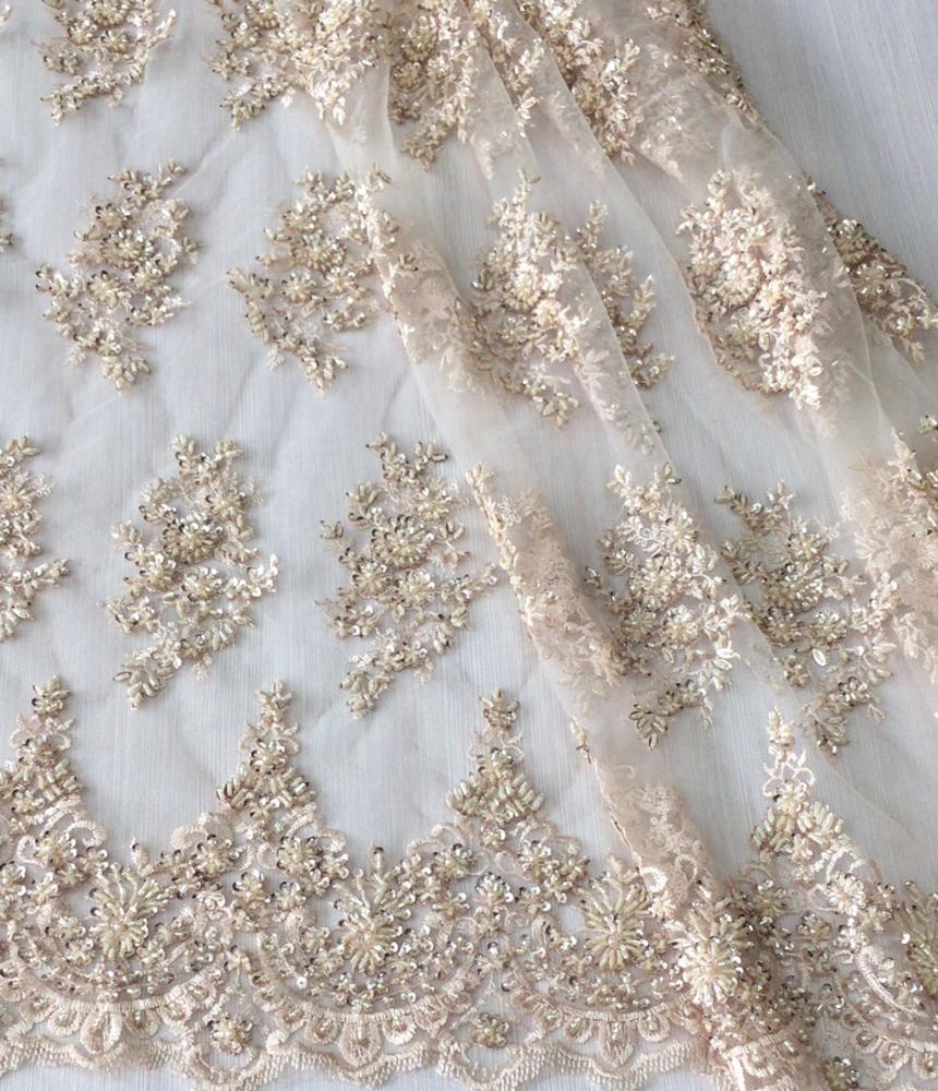 Тяжелая бисерная кружевная Тюлевая ткань, роскошная вышивка, тюль, кружево с блестками для вечернего платья или невесты. Высококачественная кружевная ткань с бисером
