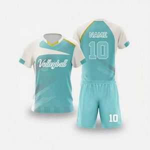 ออกแบบเสื้อกีฬาแฟชั่นสีน้ำเงินขาว ขายส่งชุดวอลเลย์บอลเยาวชนสำหรับเด็กผู้หญิง - Product Image 5