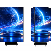 Affichage publicitaire LED pliable en trois parties HD pour intérieur, affiche LED couleur pleine portable, signalisation numérique pour événements et salles d'exposition