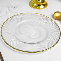 Offres Spéciales : Assiettes Créatives à Rayures Dorées – Assiettes de Présentation en Verre Cristal Sans Plomb