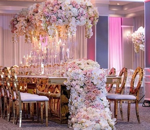 Mesa de comedor de lujo con marco de metal, asiento de terciopelo para salón de banquetes, restaurante, boda y fiesta, el mejor precio - Product Image 6