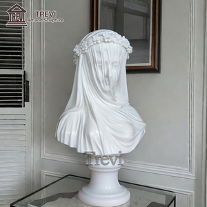 Célèbre Religieux <span class=keywords><strong>Femme</strong></span> <span class=keywords><strong>Statue</strong></span> En Buste Vierge Marie Blanc <span class=keywords><strong>Marbre</strong></span> Voilé Dame Sculpture - Product Image 6