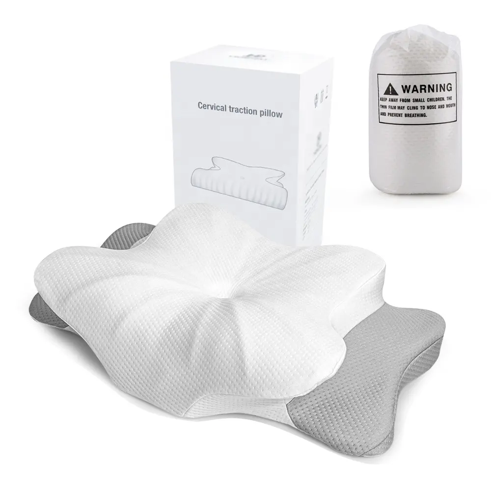 Travesseiro médico de contorno quadrado personalizado, atacado de espuma de memória anti-snore travesseiro ortopédico de pescoço branco.