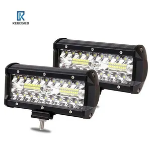 KEBOSIED lampu LED 120W, tiga baris lampu kerja 7 inci