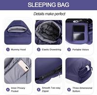 Sac de couchage en duvet de canard noir hydrophobe, ultra-léger, 4 saisons, type momie, avec base rehaussée, vente directe usine, pour le camping