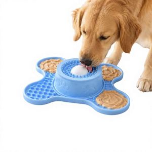 ชามอาหารสัตว์เลี้ยงซิลิโคนเกรดอาหาร 3-in-1 พร้อมแผ่นเลียป้องกันการกินเร็ว ป้องกันการสำลัก ป้องกันการลื่น พกพาสะดวกสำหรับสุนัขและแมว - Product Image 1