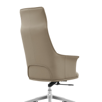Chaise de bureau moderne à dossier plissé en cuir de vachette véritable, base pivotante à 5 étoiles en aluminium poli, chaise de direction
