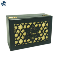 Nouveau logo personnalisé emballage de luxe boîte de parfum arabe creuse en bois noir