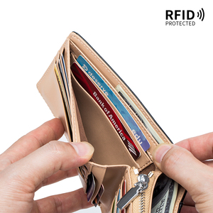 Hochwertige horizontale Vintage Männer pflanzlich gegerbte Leder Brieftasche kurze RFID-Blockierung Kreditkarten halter schlanke Falte Brieftasche Geldbörse - Product Image 5