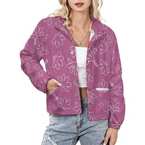 Jaket kulit untuk wanita, mantel mode cetak sesuai permintaan, kerah berdiri, jaket mewah, desain bunga naupak, jaket hangat musim dingin untuk wanita - Product Image 3