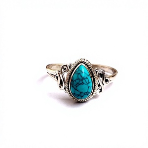 Vente chaude 925 Sterling Silver Boho Ring Bijoux en pierre de Turquoise faits à la main avec incrustation de réglage de lunette - Product Image 1
