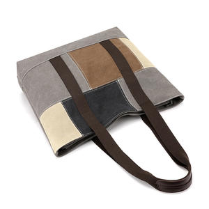 Fashion Casual Retro <b>Canvas</b> <b>Bag</b> Women's <b>Large</b> Capacity <b>Tote</b> <b>Bag</b> Patchwork Design All-matching Shoulder <b>Bag</b> - Product Image 4