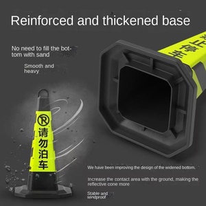 مخروط مرور مربع عاكس للضوء من البلاستيك والمطاط بطول 70 سم، أسود عاكس من الدرجة 3M، حاجز تحذير للطرق وعلامة عدم الركن - Product Image 2