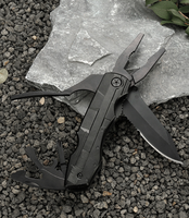 Outils de camping avec pochette, pince multifonction noire, couteau pliant portable, kit