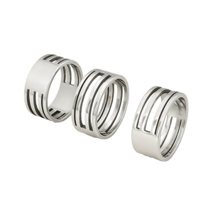 Bague ouverte réglable |   Bague large triple ligne en acier inoxydable plaqué or PVD 18 carats, accessoire de bijouterie DIY - Product Image 2