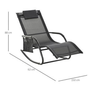Silla Mecedora de Acero para Exteriores, Silla Reclinable Individual para Jardín, en Oferta - Product Image 2