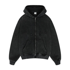 H5536 China Vendors for Clothing Deep Colors Series 380 Gsm Cotton <b>Blends</b> Zip up Hoodies Vintage Wash Hoodies - Product Image 6