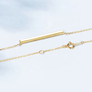 Nuevo Collar de Oro Sólido de 14/18k con Diseño Simple en Forma de Tira y Moissanita Fina Personalizada - Product Image 4