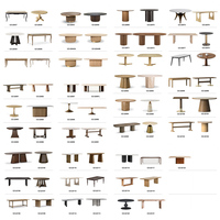 Table de restaurant moderne en marbre, ronde, avec base en fonte à colonne unique, vente en gros