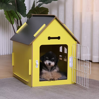 Maison pour chien en bois naturel, pour extérieur et intérieur, amovible, facile à installer.