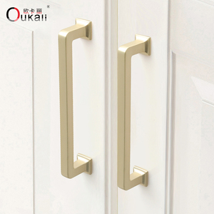 Oukali 하이 퀄리티 현대 가구 캐비닛 핸들 주방 욕실 솔질 황동 5 인치 매트 블랙 서랍 손잡이 - Product Image 4