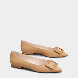 Luxury Famous Brand Leather Upper With Buckle Design <b>Pointed</b> <b>Toe</b> Shape Casual Dress <b>Flat</b> Woman Shoes - Product Image 1