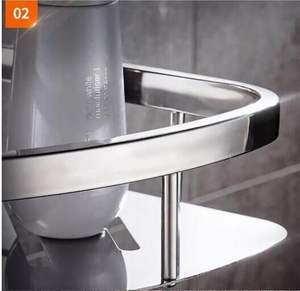 Estantes Esquineros Adhesivos Modernos <span class=keywords><strong>para</strong></span> <span class=keywords><strong>Baño</strong></span> de Hotel, 2 Niveles, Acero Inoxidable 304, Acabado <span class=keywords><strong>Cromado</strong></span>, Fácil Instalación, 1 Año de Garantía - Product Image 4