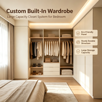 Armoire en bois intégrée sur mesure, durable, écologique, grande capacité, avec éclairage LED, meubles modernes pour la maison
