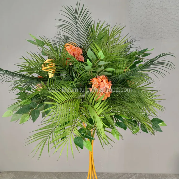 نباتات الورد البرتقالي ، ترتيب اصطناعي لديكور الورود الحريرية ، قطع مركزية لطاولة الزفاف