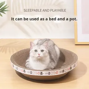 Krabplank voor katten Cartoonstijl Krasbestendig golfkarton met hoge dichtheid Ovale vorm Kattenspeelgoed Binnen Alle seizoenen - Product Image 3