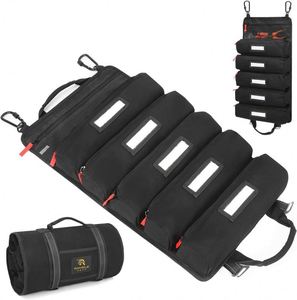 Échantillon gratuit : Sac de rangement enroulable pour outils en toile cirée, avec fermeture éclair, à suspendre, pour montage mural, type sac seau - Product Image 2