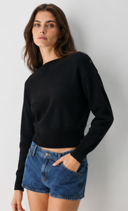 <span class=keywords><strong>Maglione</strong></span> in Cashmere con <span class=keywords><strong>Scollo</strong></span> <span class=keywords><strong>a</strong></span> Barca Personalizzato, Pullover Corto da Donna Nero con Spalle Scivolate, Vita <span class=keywords><strong>a</strong></span> Costine, Dettaglio Bottoni, Morbido Top Lavorato <span class=keywords><strong>a</strong></span> Maglia - Product Image 2