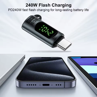 Adaptateur USB Type C 240W en alliage d'aluminium avec affichage numérique LED, transfert de données 80 Gbps, vidéo 8K, charge rapide, anti-perte pour ordinateur portable