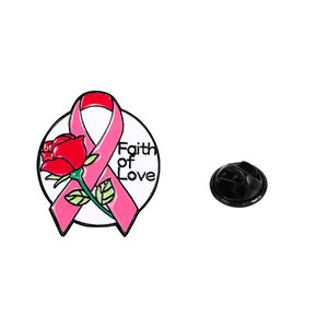 Pin esmaltado multistilo con diseño de <span class=keywords><strong>mariposa</strong></span> y rosa, con cinta rosa para la concienciación sobre el cáncer de mama, recuerdo del Mes del Cáncer de Mama, insignia de solapa - Product Image 4