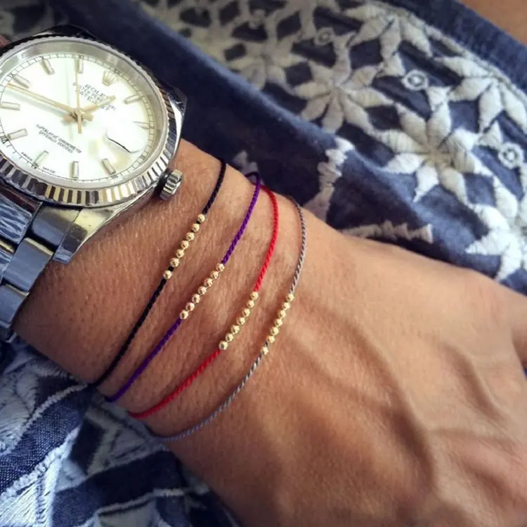 Boho bracelet handmade 925 silver beads gold plated adjustable red string bracelet