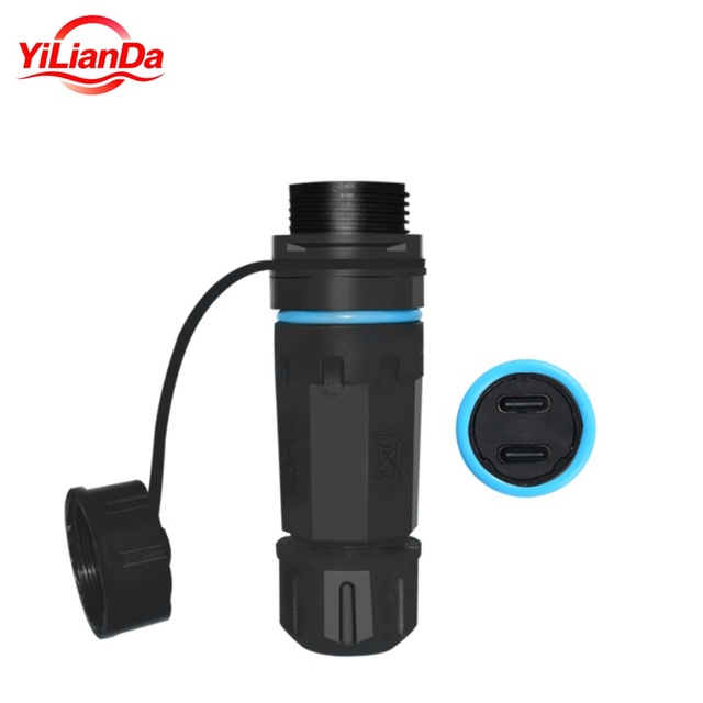 IP68 Waterproof USB Type-C Connector, Female to Female Panel Mount Bulkhead Coupler for Outdoor Charging